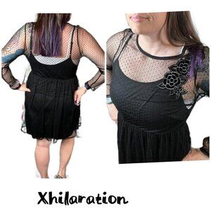 Xhilaration swiss dot mesh dress with velvet flower